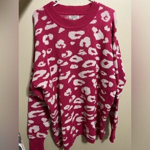 Pink, leopard print sweater
